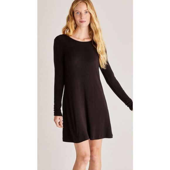 NWT Z SUPPLY Willa Scoop Back Swing Dress (XS) in Black Soft Brushed Rib Knit - Picture 11 of 12